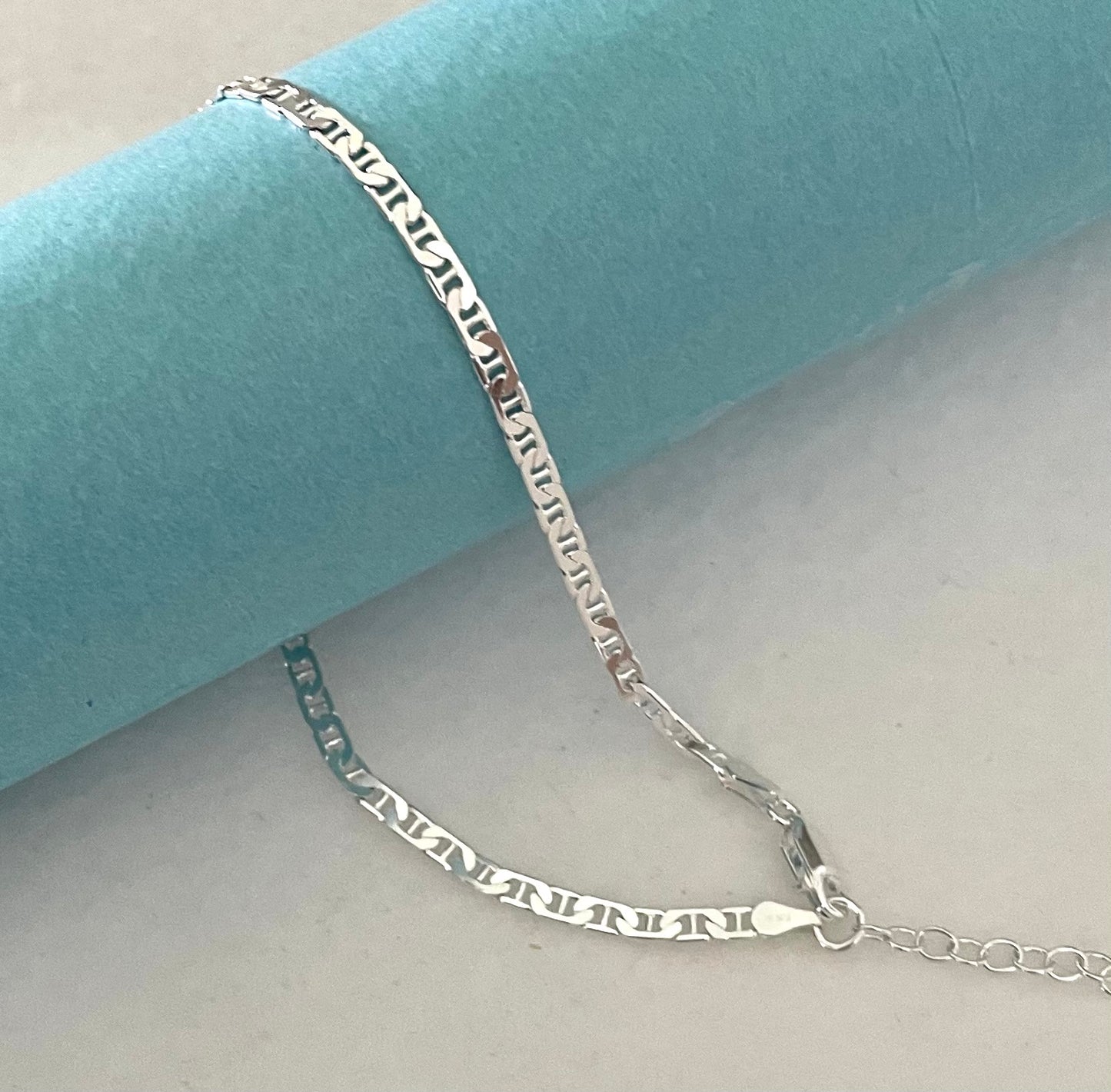 Anklet Gucc/Marine Link Solid 925 Sterling Silver Italy