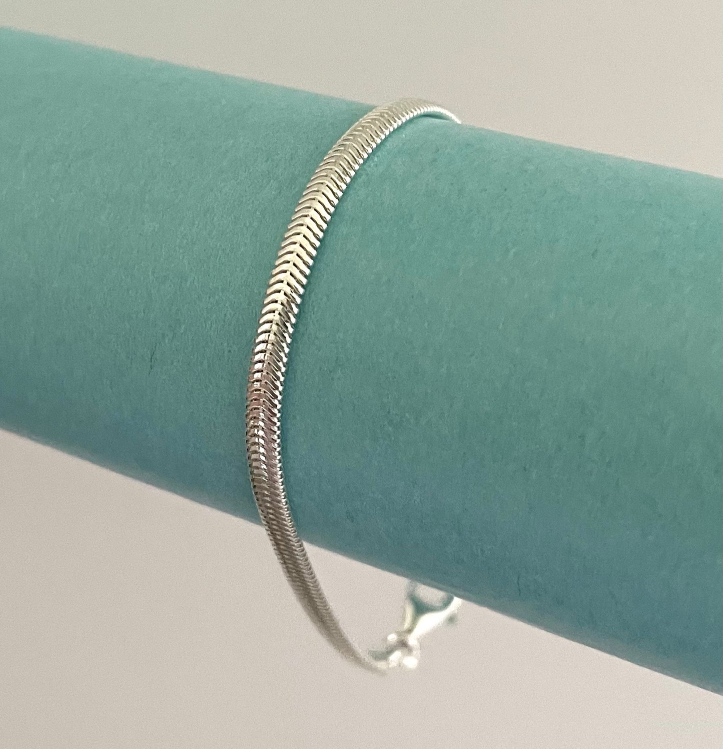 Bracelet Glamorous Oval Snake Link Solid 925 Sterling Silver Italy