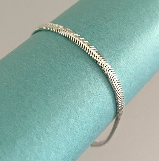 Bracelet Glamorous Oval Snake Link Solid 925 Sterling Silver Italy
