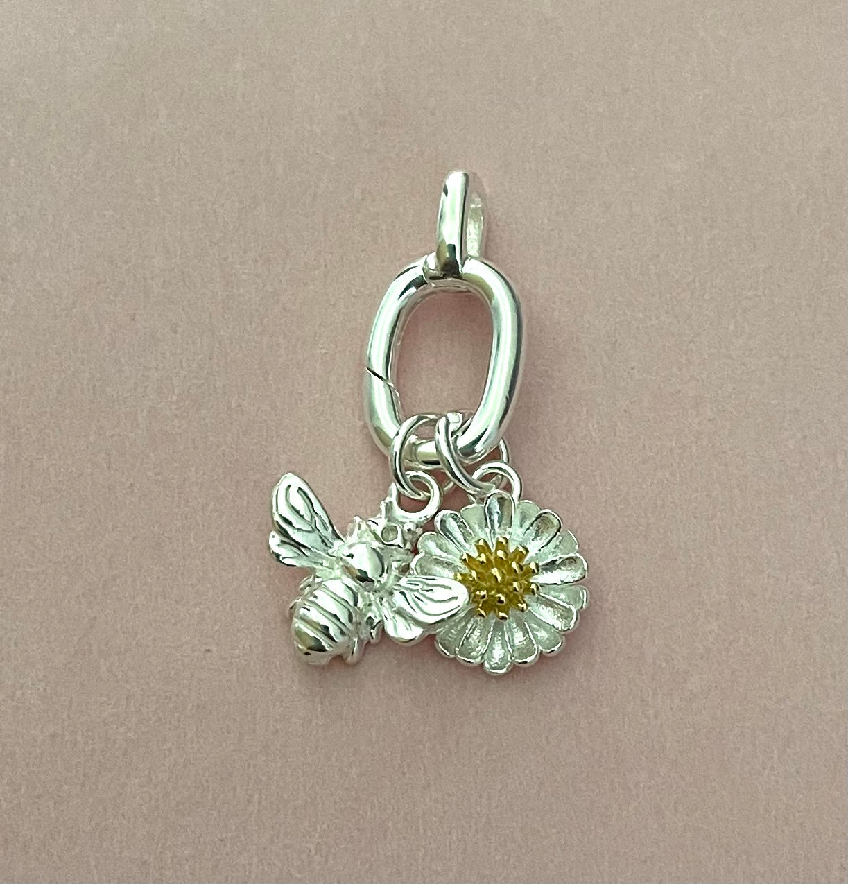 A Summer Edition Charm Holder With 2 Charms Solid 925 Sterling Silver