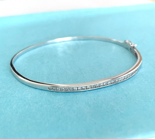 Wonderful Estate Bangle .50cts Diamonds In 10K White Gold