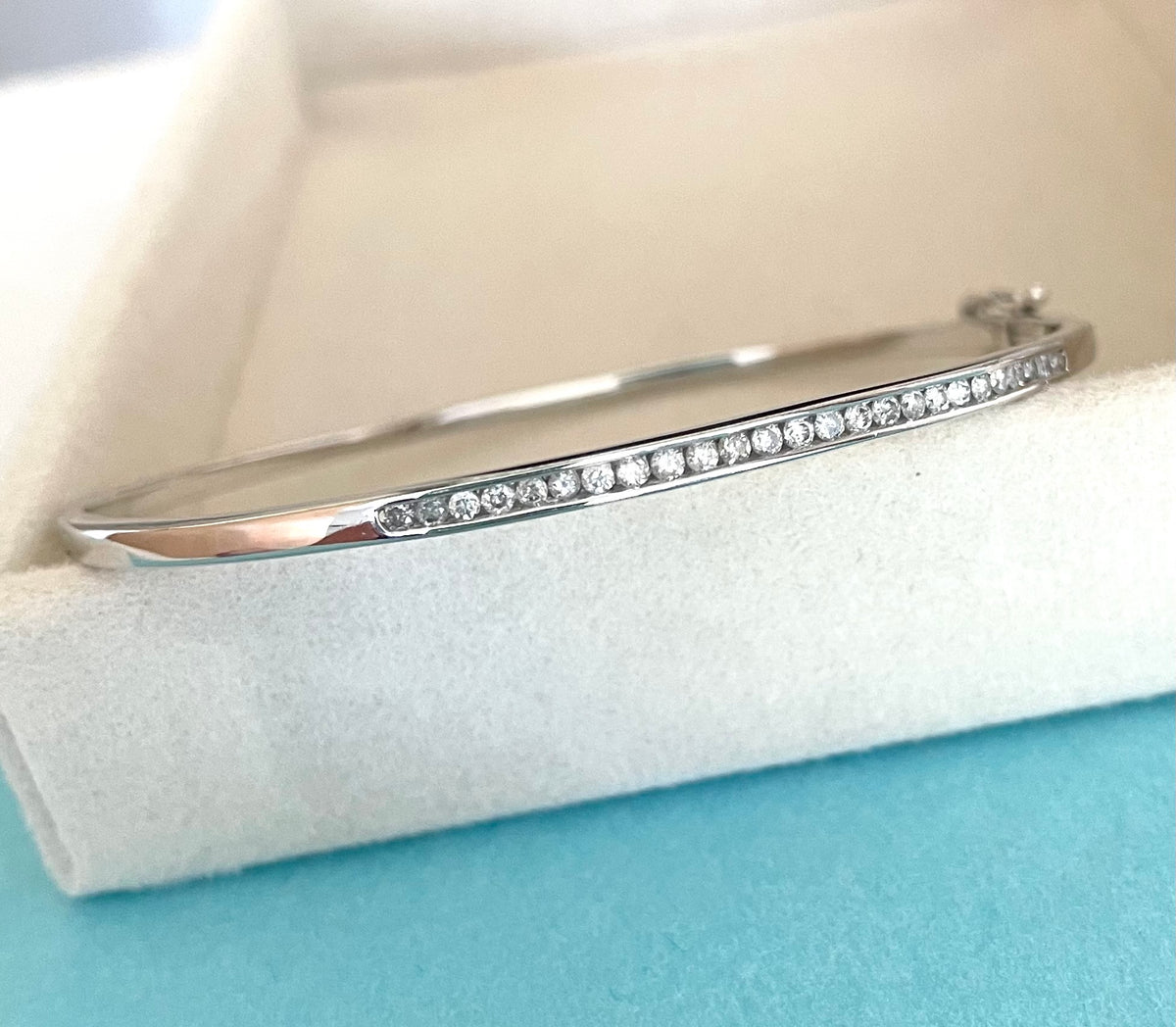 Wonderful Estate Bangle .50cts Diamonds In 10K White Gold