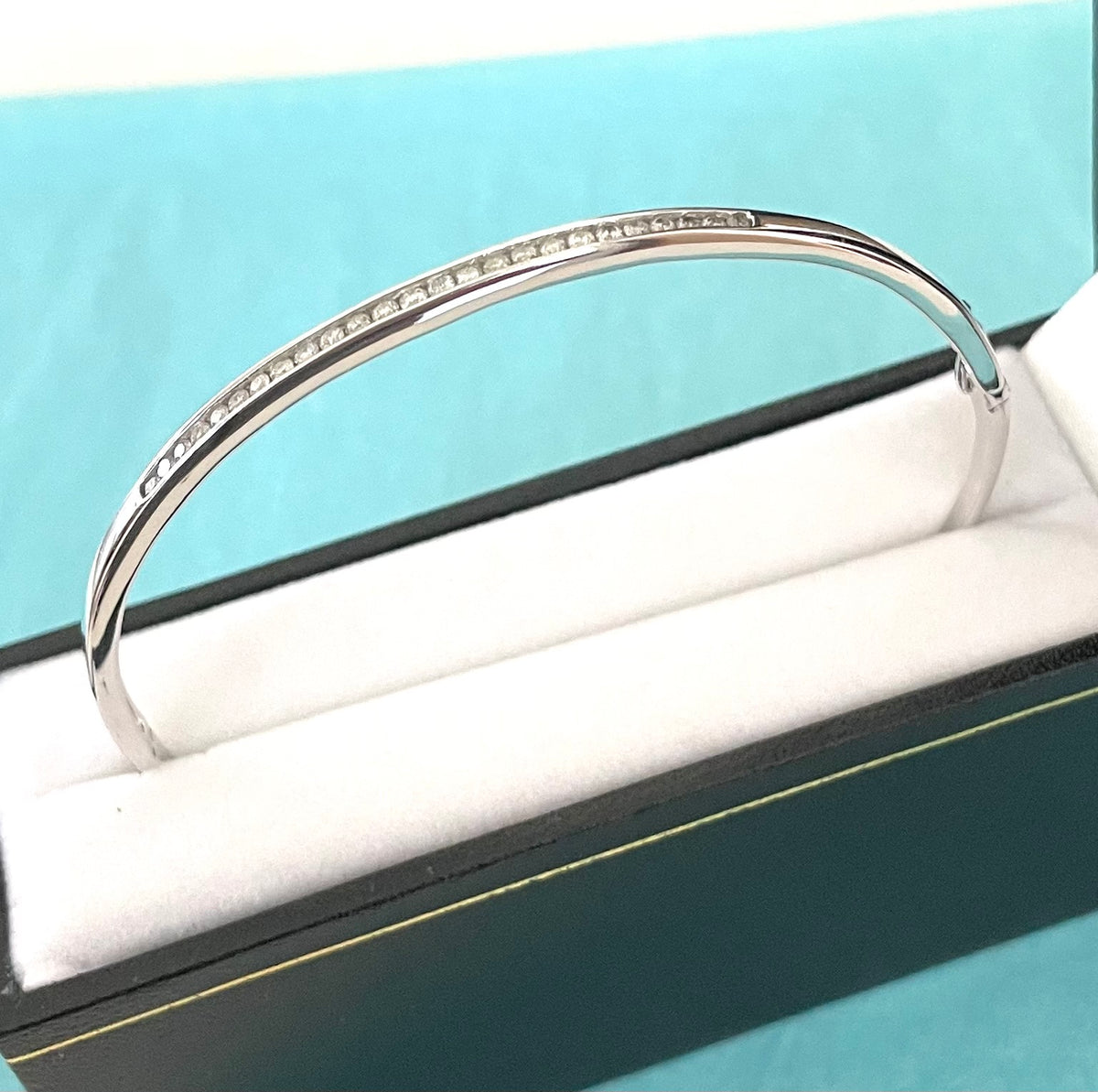 Wonderful Estate Bangle .50cts Diamonds In 10K White Gold