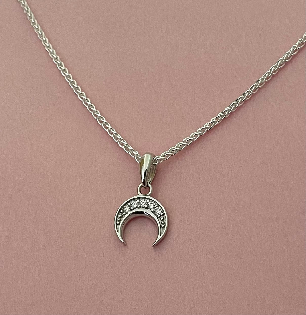 'To The Moon And Back' Necklace Solid 925 Sterling Silver Italy