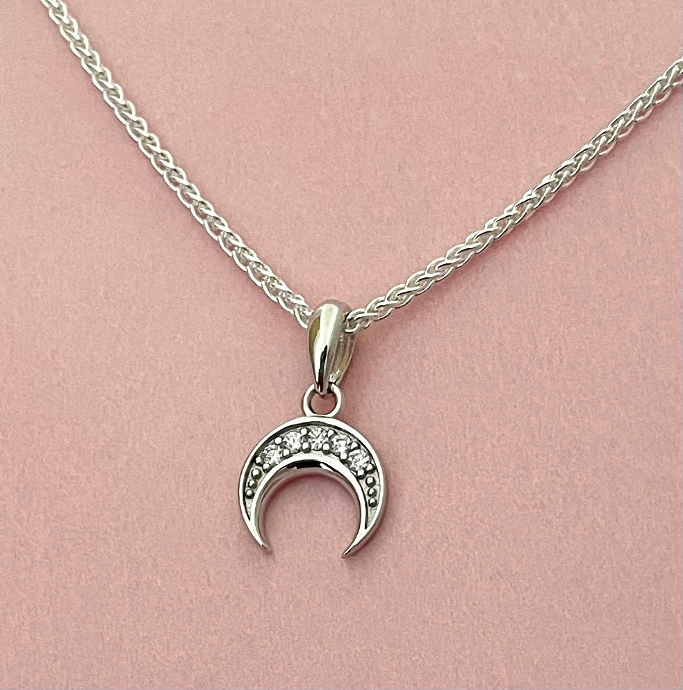 'To The Moon And Back' Necklace Solid 925 Sterling Silver Italy