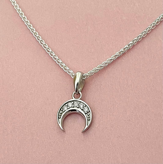 'To The Moon And Back' Necklace Solid 925 Sterling Silver Italy