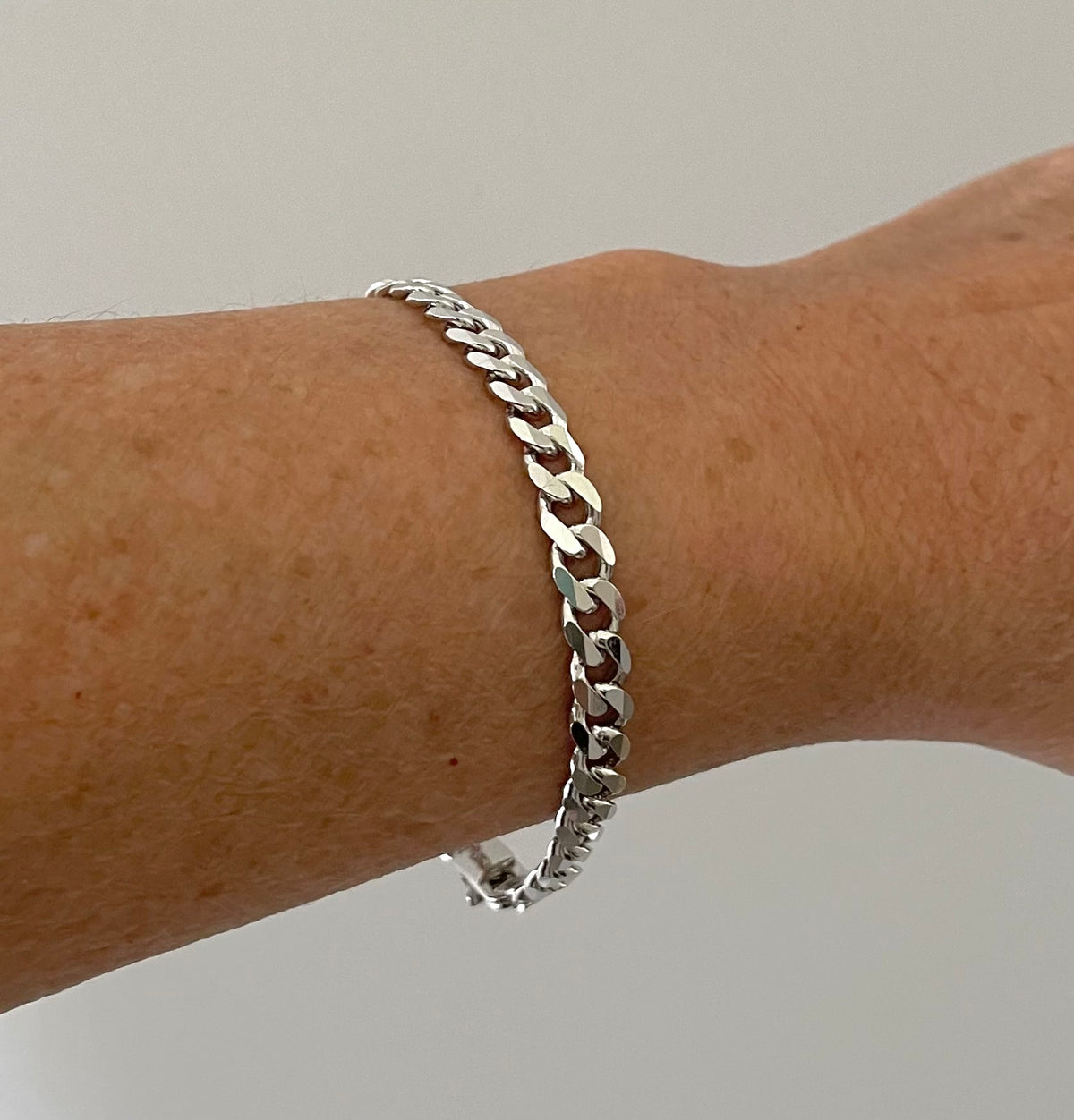 Bracelet Classic Curb Thick Link Solid 925 Sterling Silver Italy