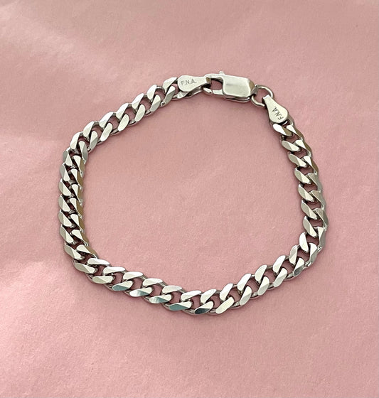 Bracelet Classic Curb Thick Link Solid 925 Sterling Silver Italy