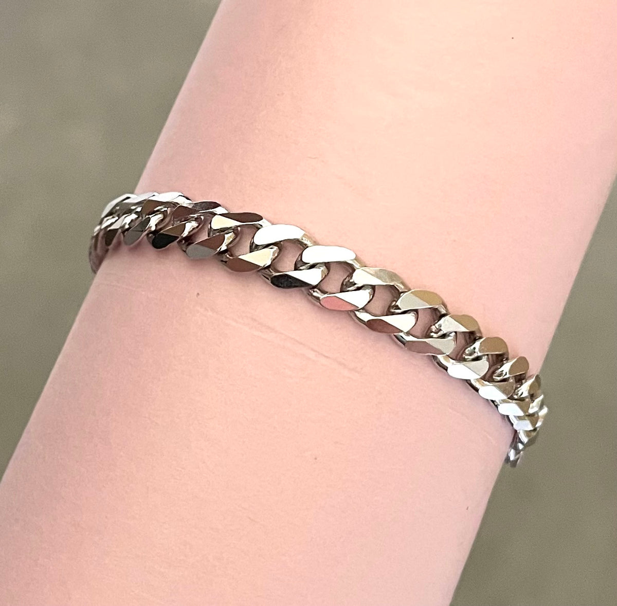 Bracelet Classic Curb Thick Link Solid 925 Sterling Silver Italy