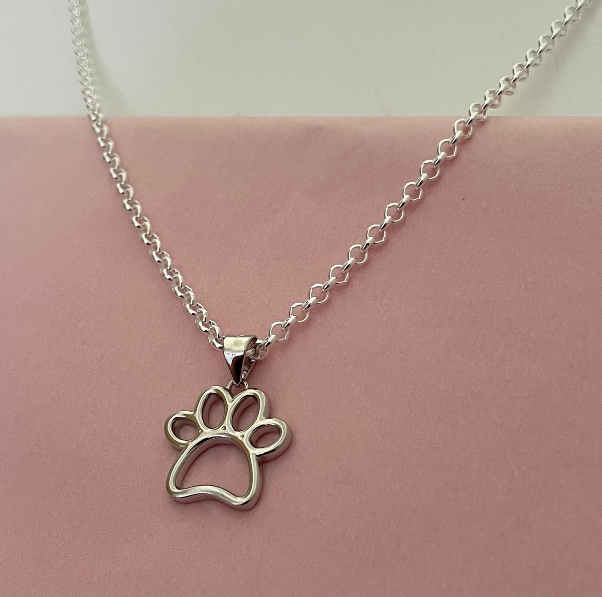 Necklace Paw On Rolo Chain Solid 925 Sterling Silver Italy