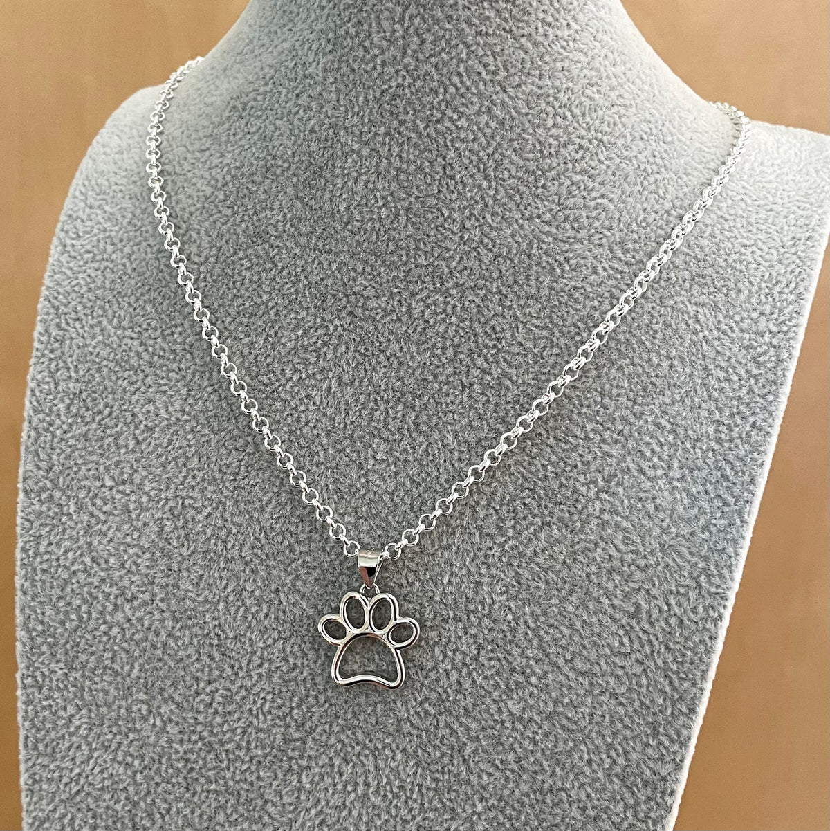 Necklace Paw On Rolo Chain Solid 925 Sterling Silver Italy