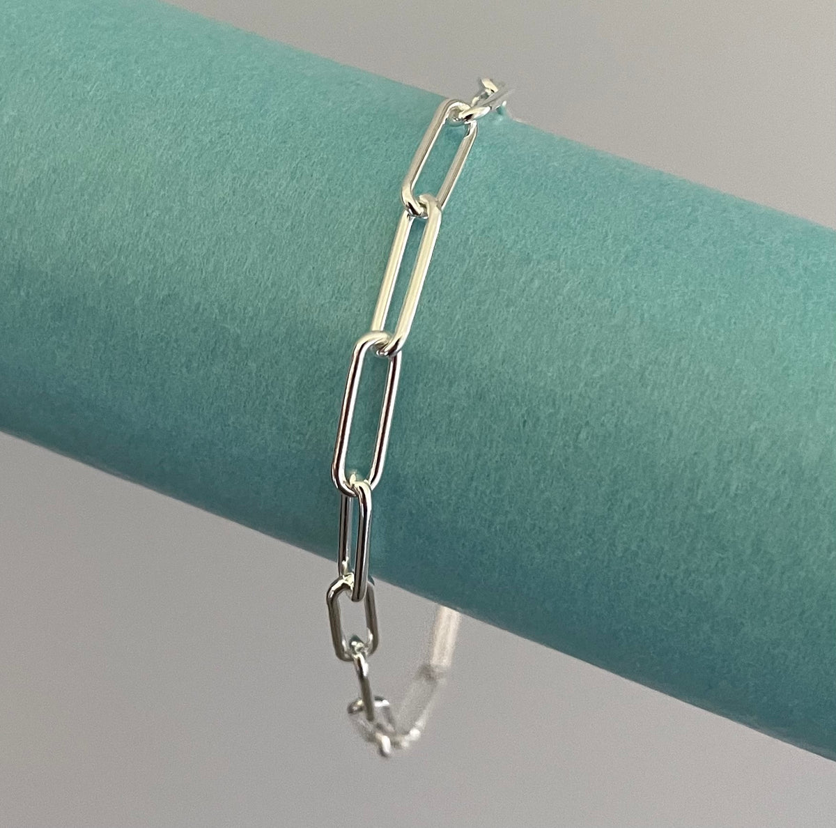Bracelet Paperclip 4.5mm Solid 925 Sterling Silver Italy