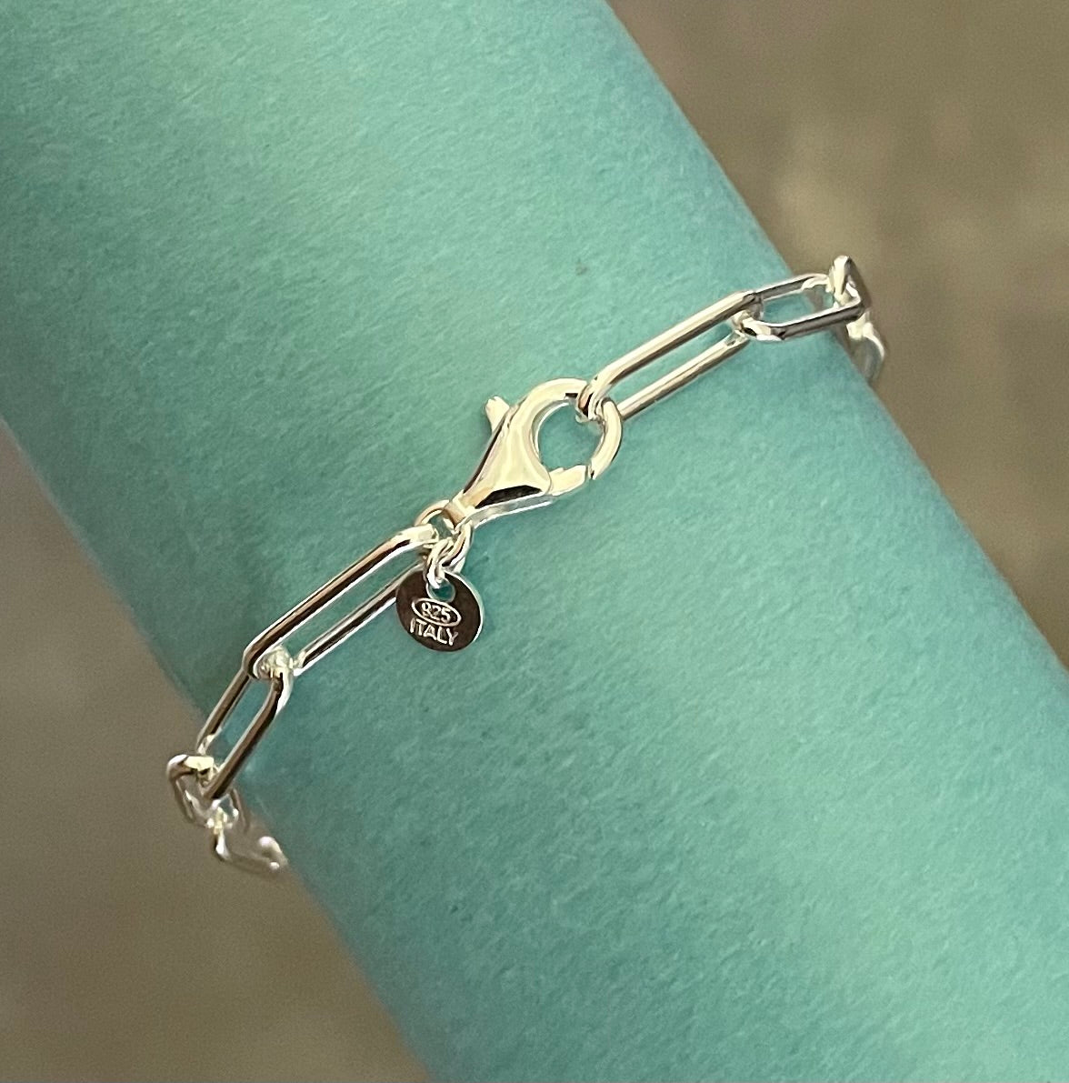 Bracelet Paperclip 4.5mm Solid 925 Sterling Silver Italy