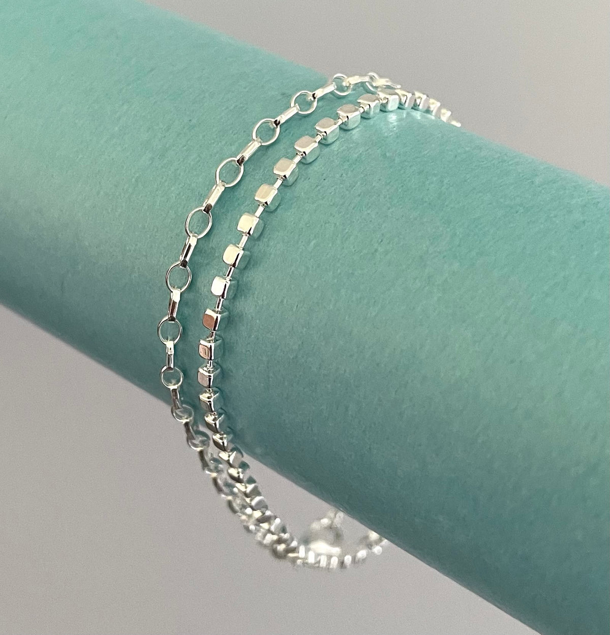 A Special Edition Dainty Duo Stacking Bracelets Solid 925 Sterling Silver Italy