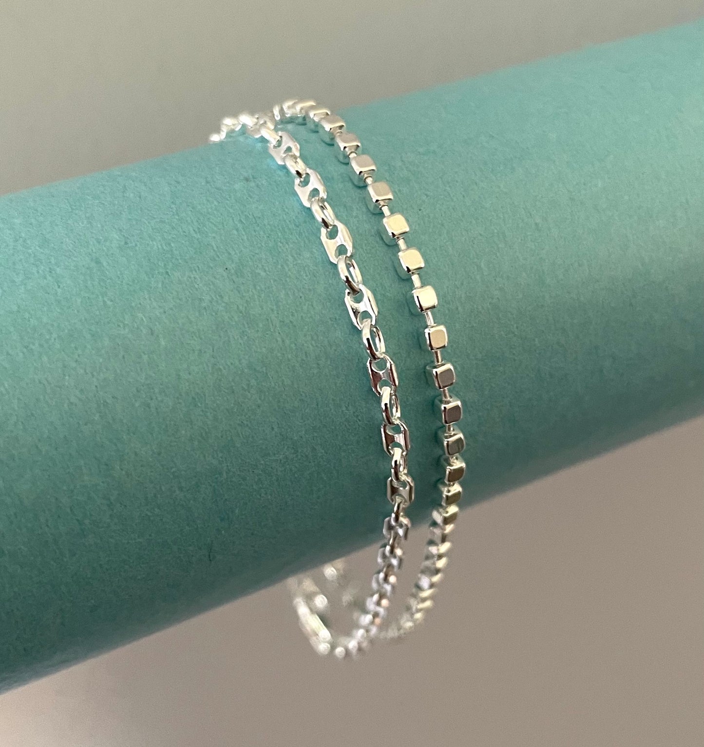 A Special Edition Dainty Duo Stacking Bracelets Solid 925 Sterling Silver Italy
