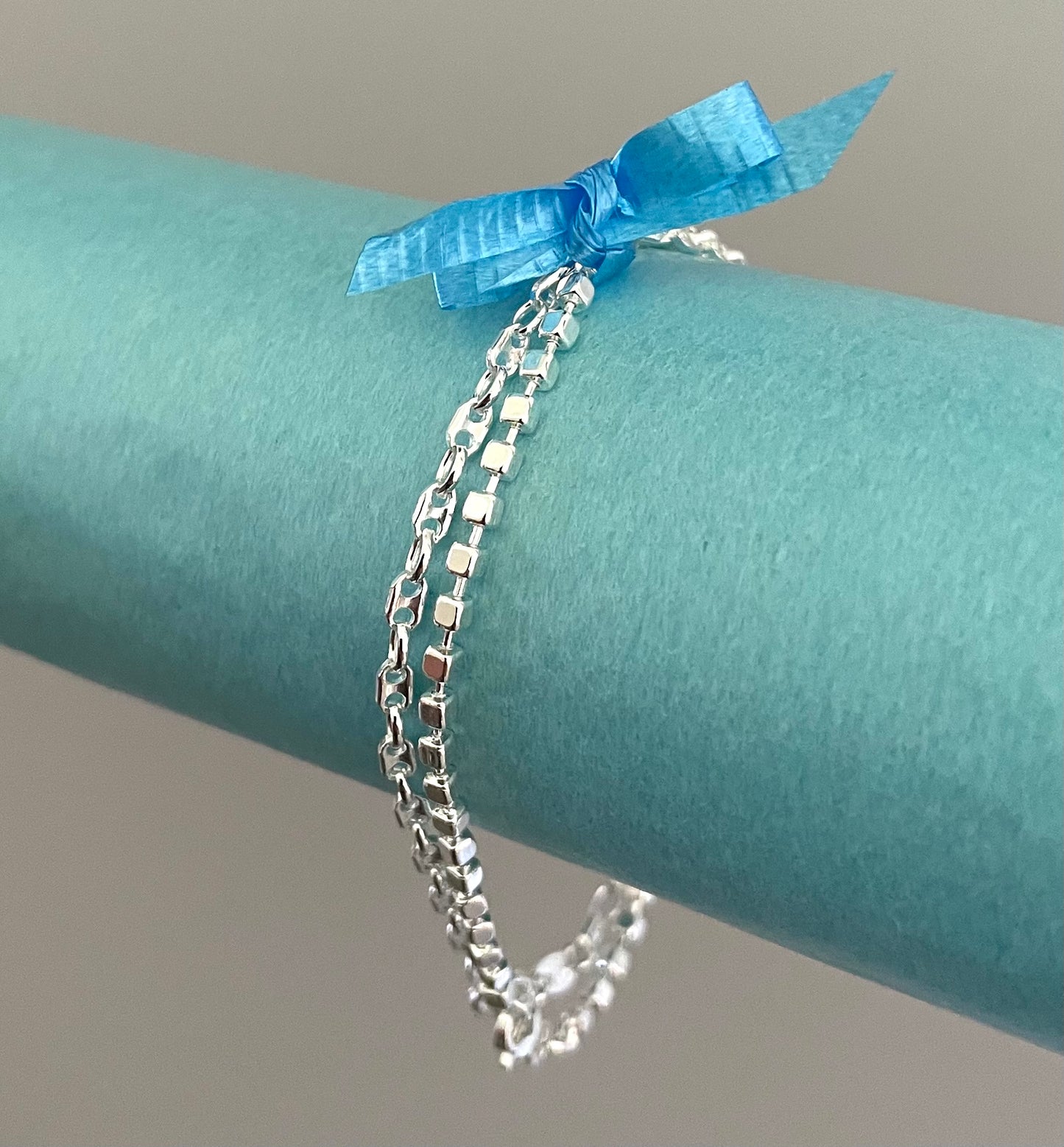 A Special Edition Dainty Duo Stacking Bracelets Solid 925 Sterling Silver Italy