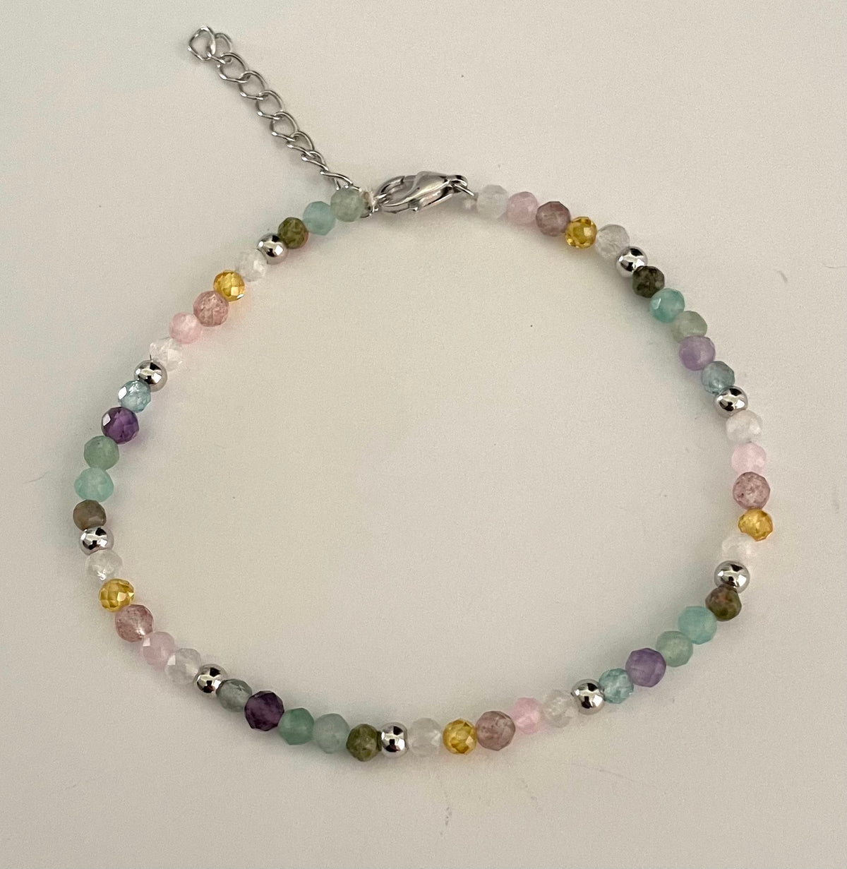 'Cute & Colourful' Bracelet With Gemstones & 925 Sterling Silver Ball Beads
