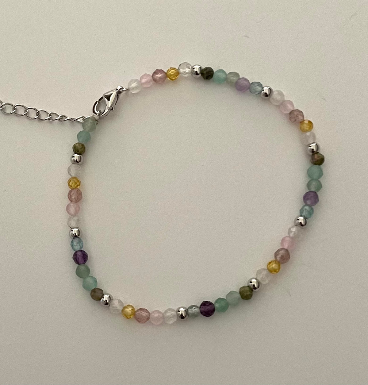 'Cute & Colourful' Bracelet With Gemstones & 925 Sterling Silver Ball Beads