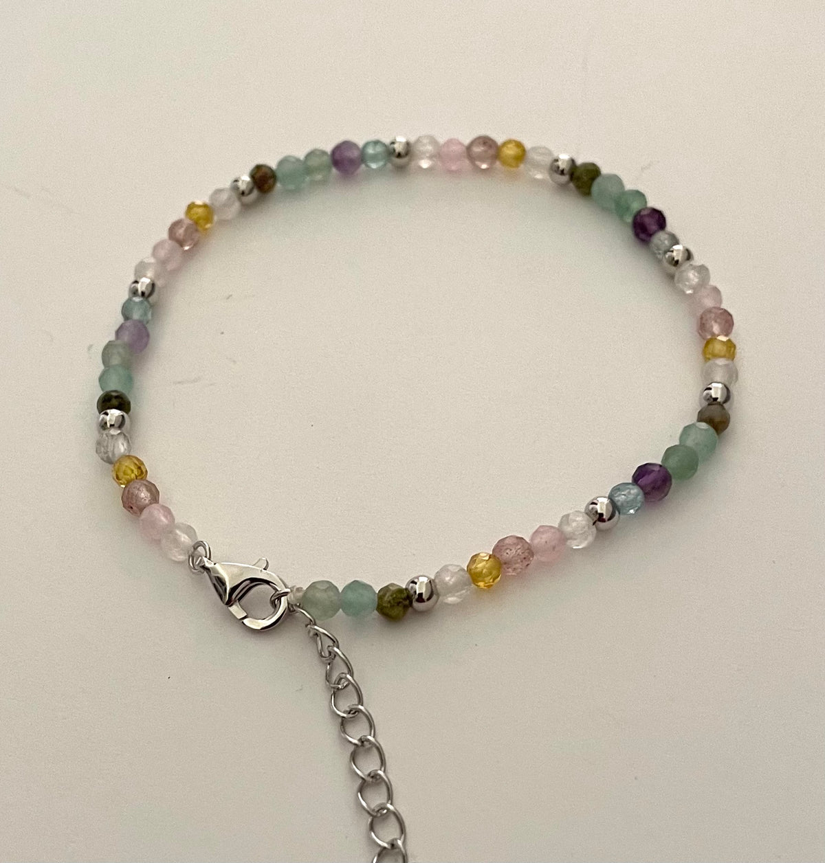 'Cute & Colourful' Bracelet With Gemstones & 925 Sterling Silver Ball Beads