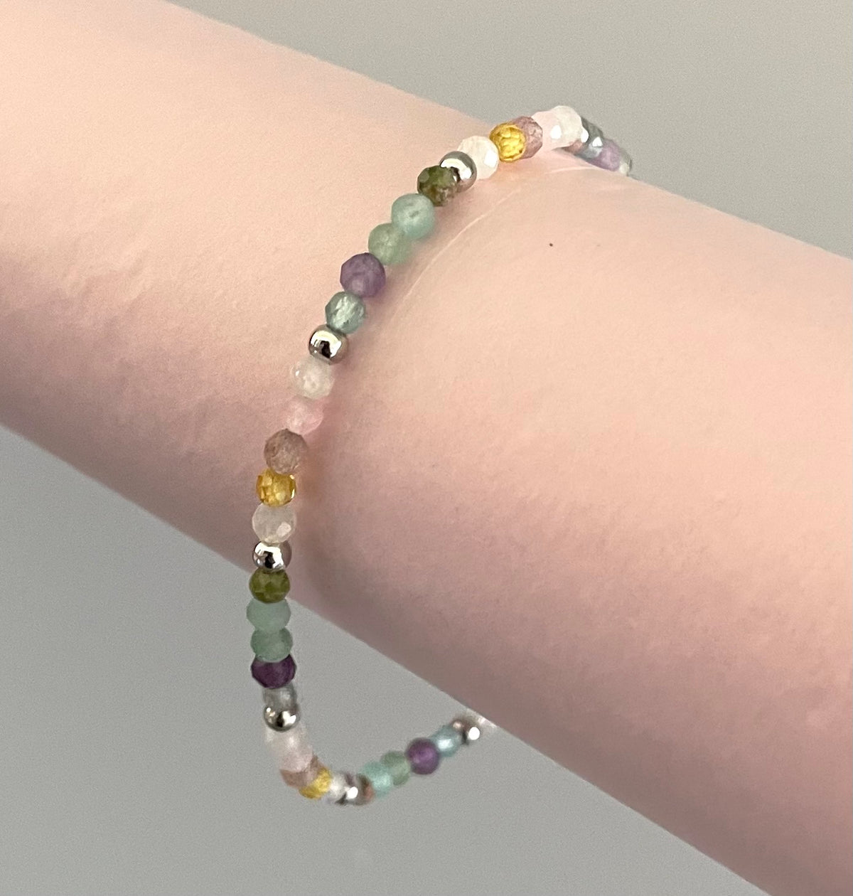 'Cute & Colourful' Bracelet With Gemstones & 925 Sterling Silver Ball Beads