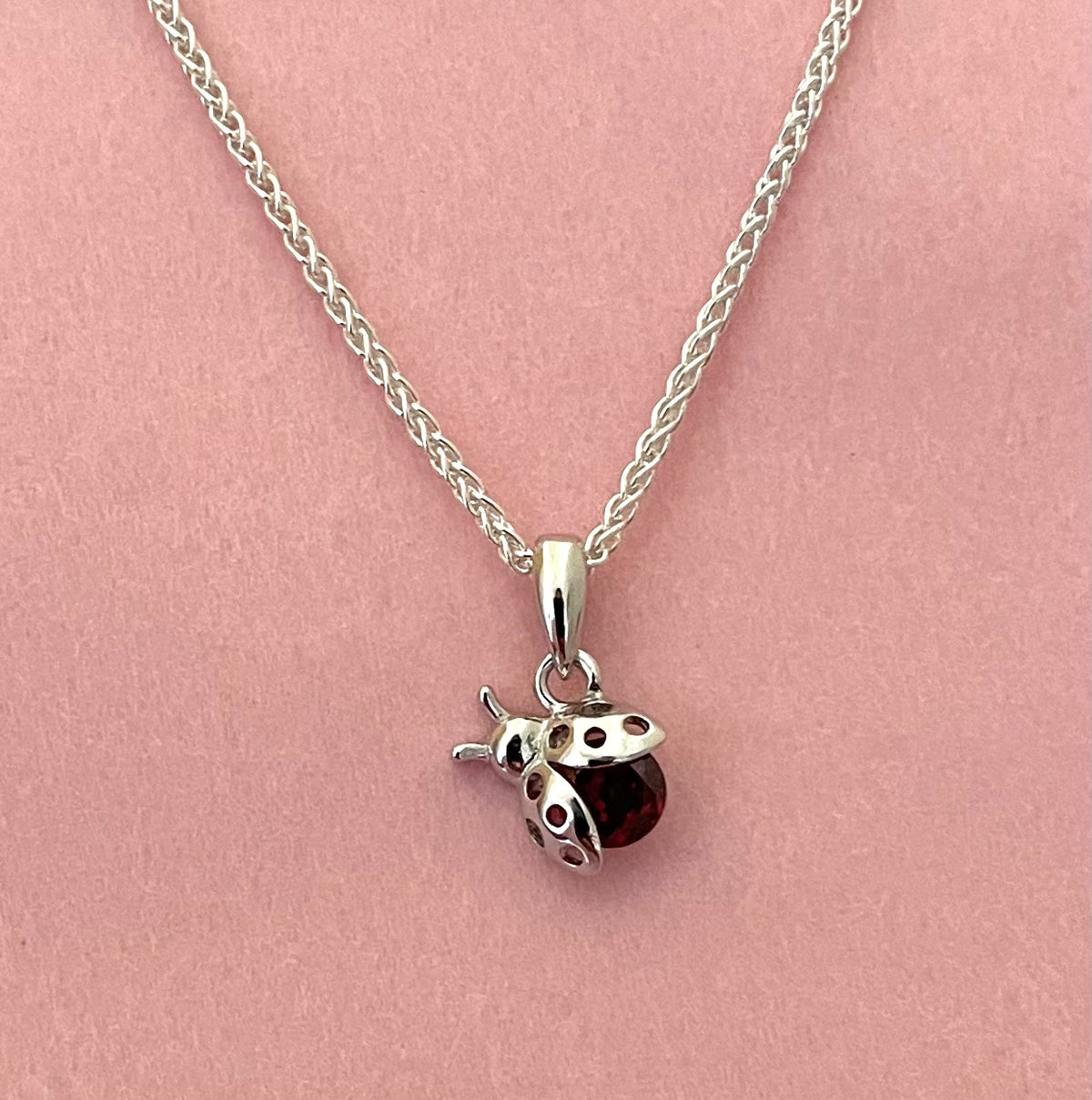 A Special Edition Lady Bug Necklace Solid 925 Sterling Silver Italy