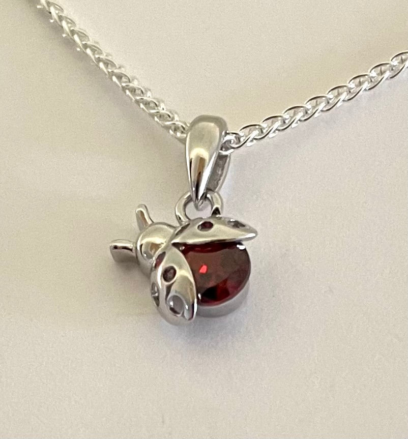 A Special Edition Lady Bug Necklace Solid 925 Sterling Silver Italy