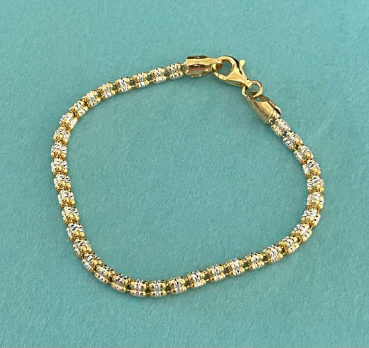 A Limited Edition Ice Bracelet Two Tone Solid 925 Sterling Silver Italy
