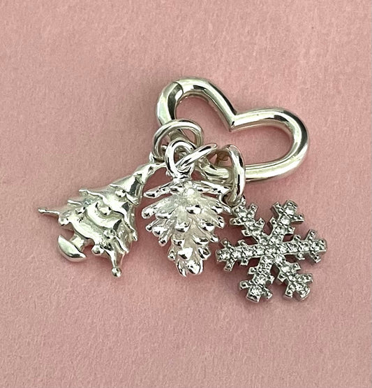A Special Edition Charms Set Holiday/Winter Solid 925 Sterling Silver