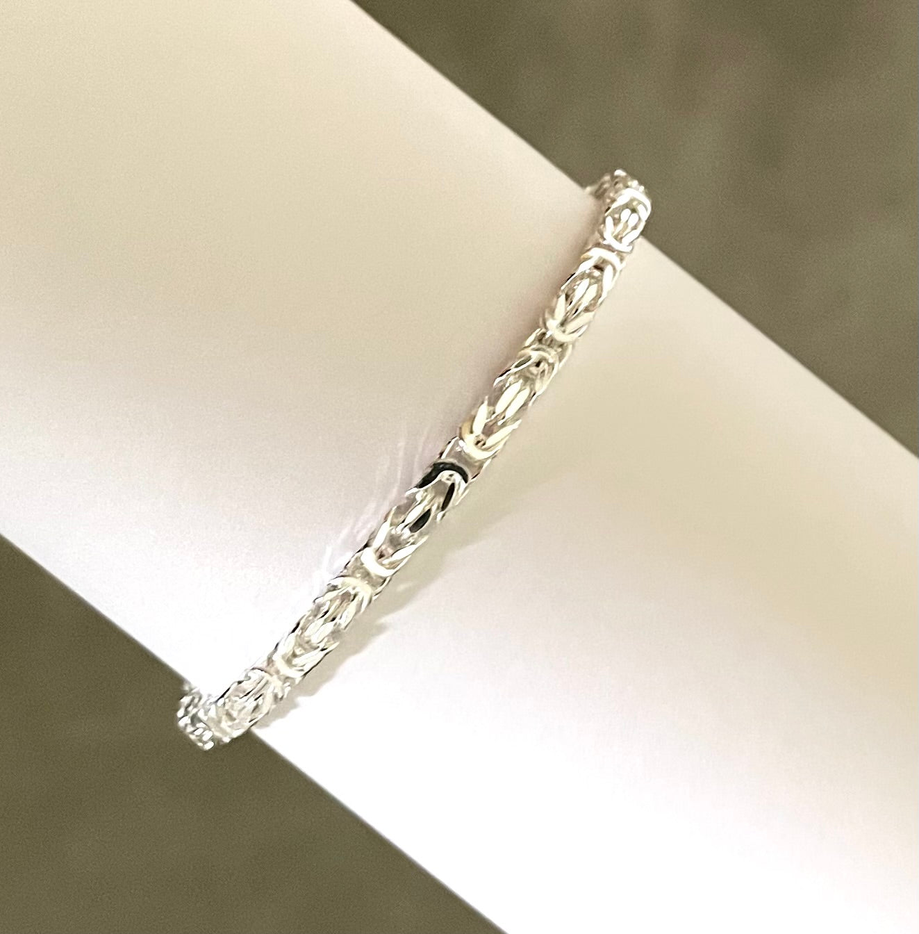 Bracelet Four Sided Byzantine Solid 925 Sterling Silver Italy