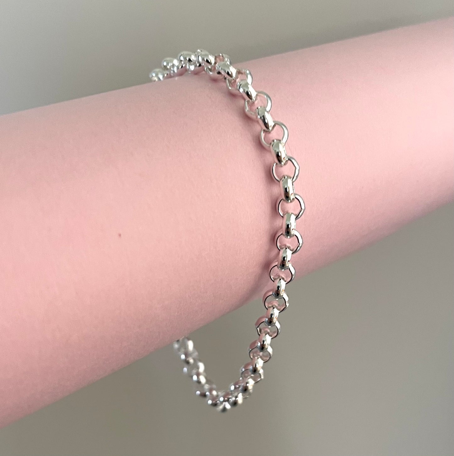 Bracelet Rolo Extra Thick Link Solid 925 Sterling Silver Italy