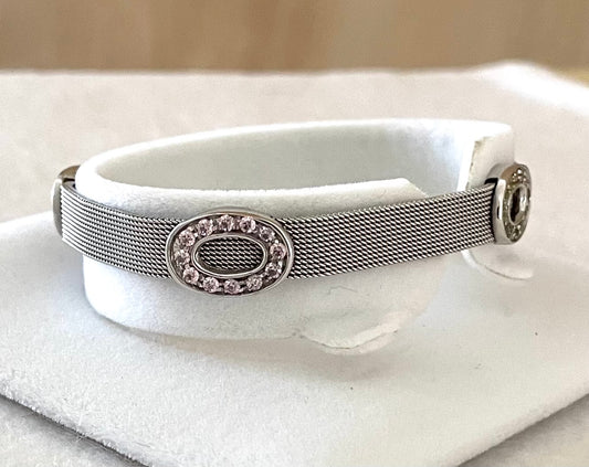 Wonderful Estate Bracelet From Italy 14K White Gold With Colourful Sapphire Stations