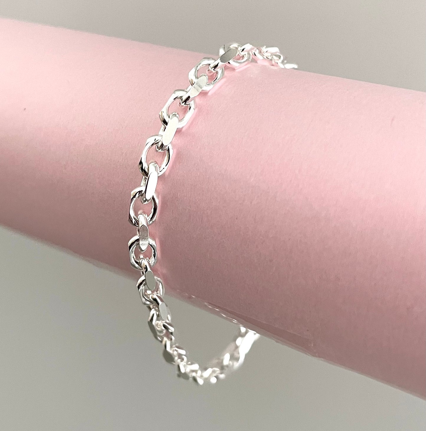 Bracelet Bold Cable Link Solid 925 Sterling Silver Italy