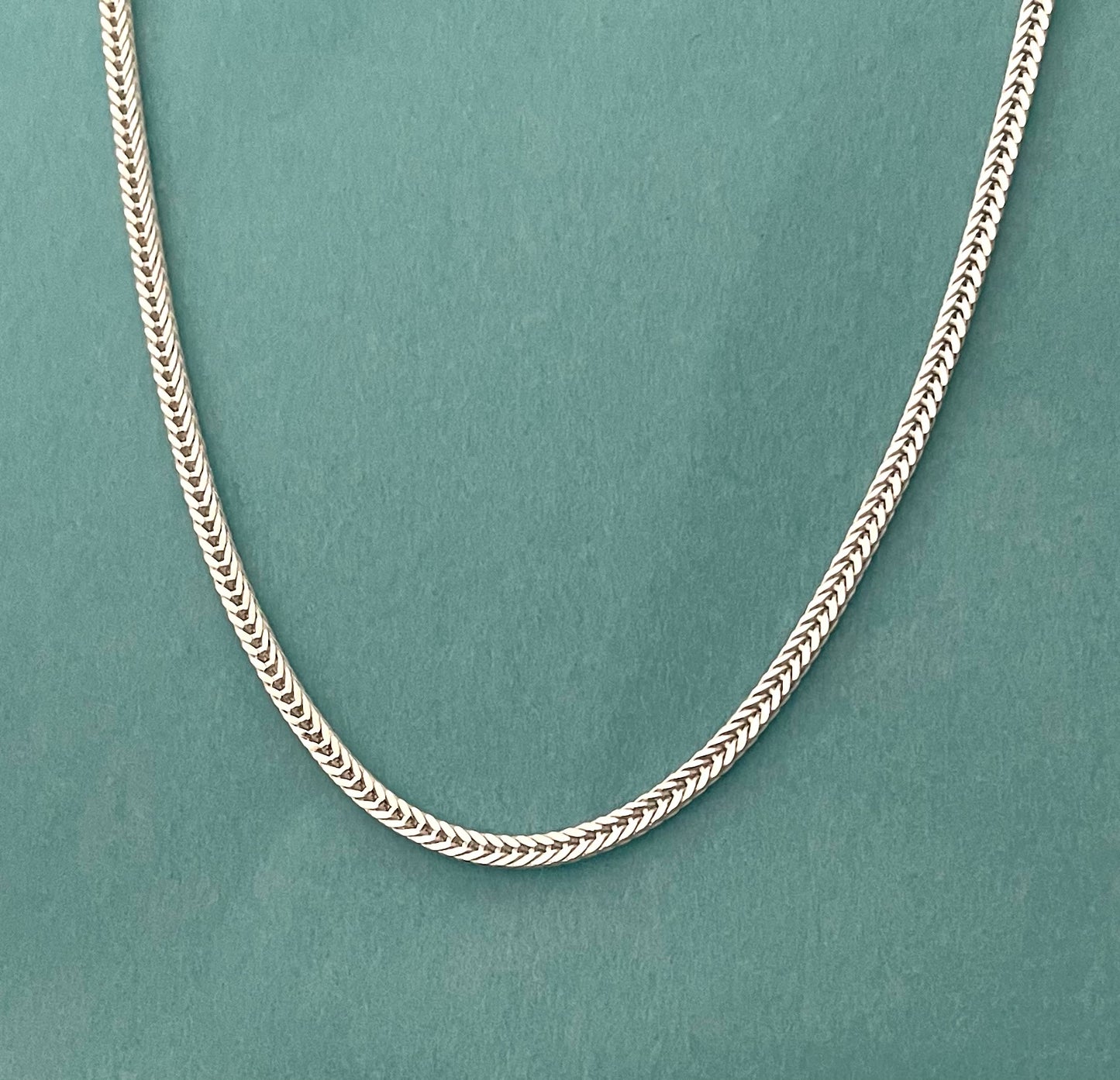 Double Foxtail Necklace 3mm Solid 925 Sterling Silver Italy