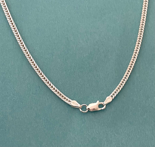 Double Foxtail Necklace 3mm Solid 925 Sterling Silver Italy