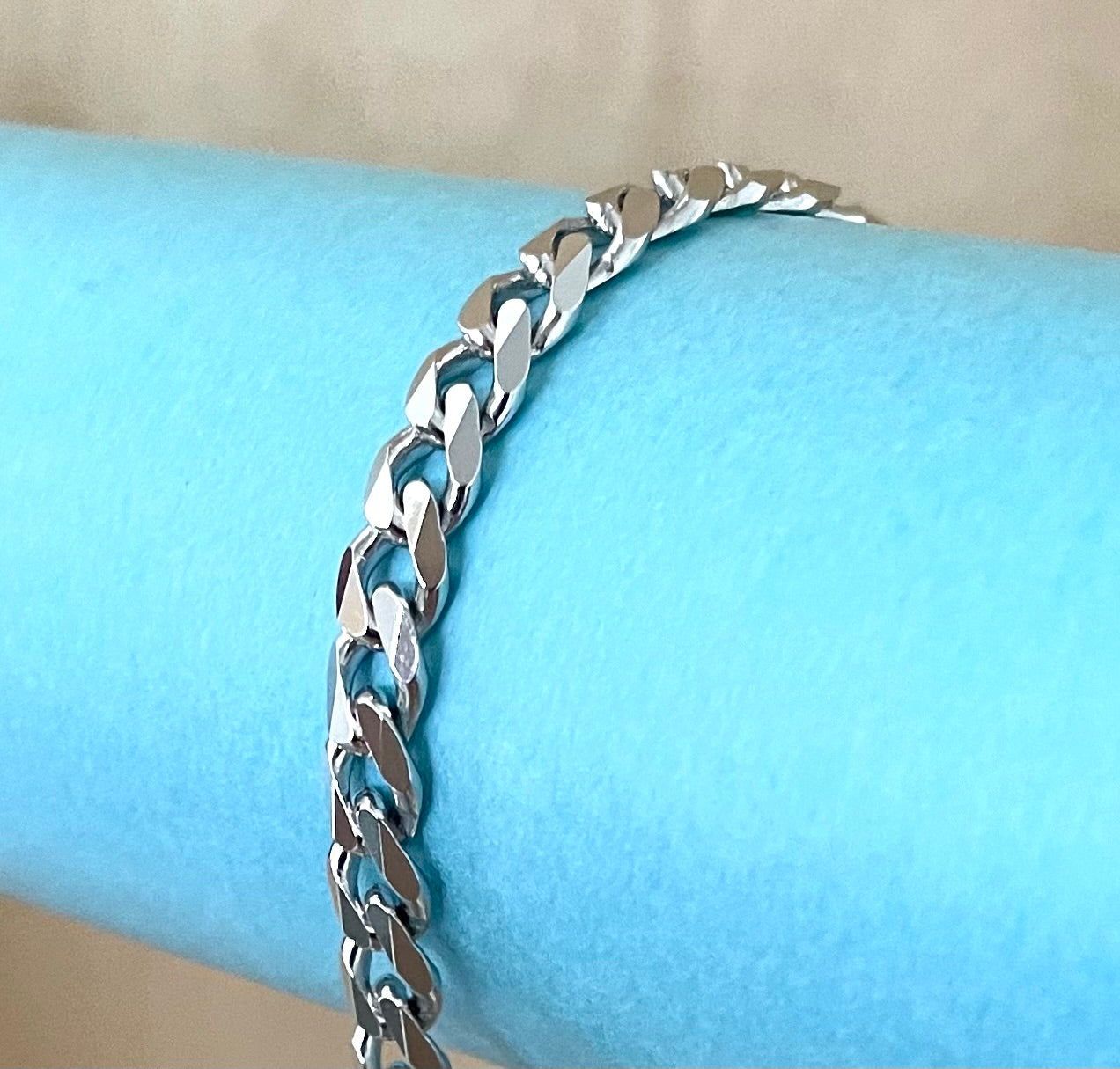 Bracelet Bold Curb Link Solid 925 Sterling Silver Italy