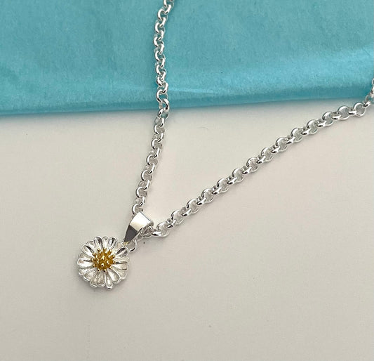A Limited Summer Edition Daisy Rolo Necklace Solid 925 Sterling Silver Italy