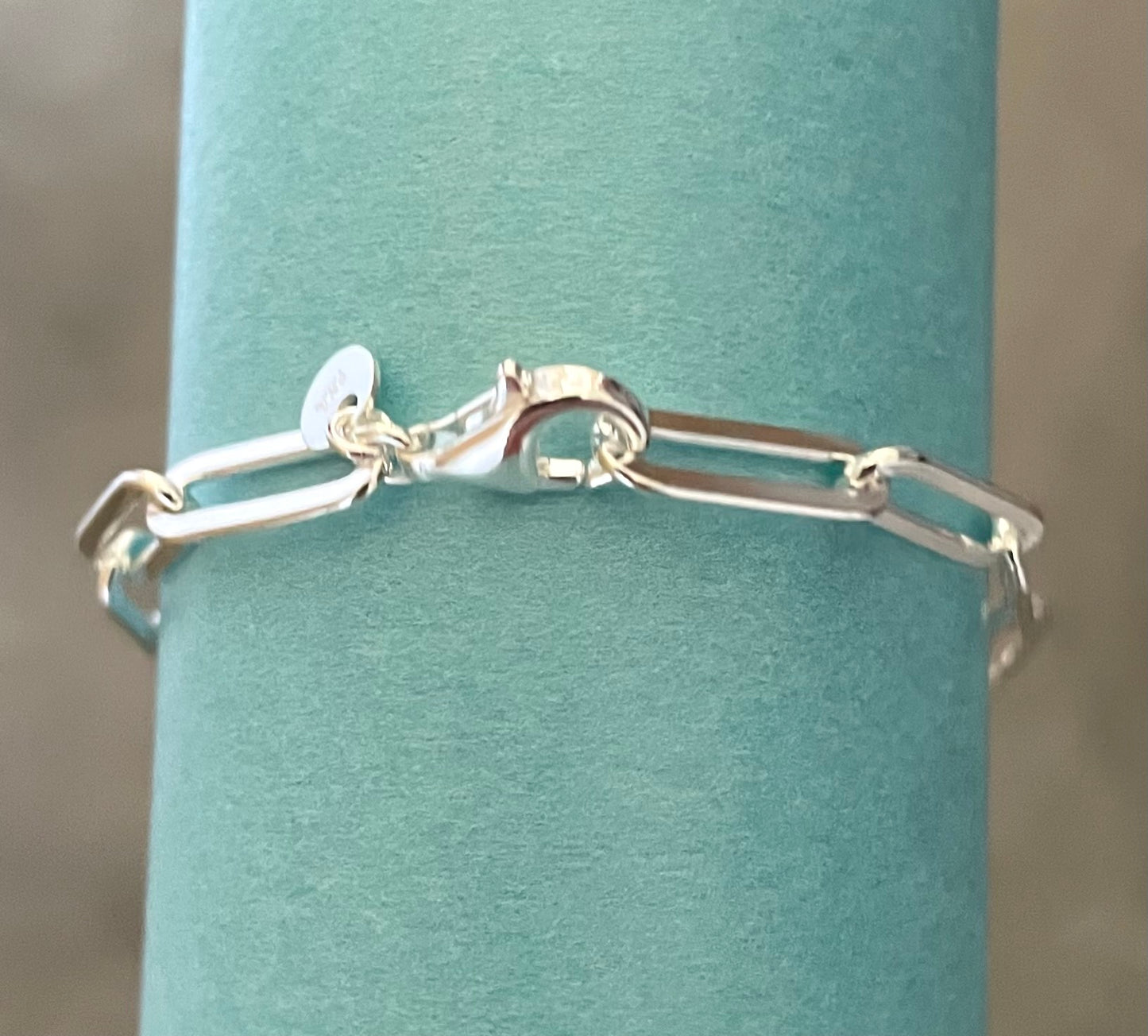 Bracelet Paperclip 5mm Shiny Flat Link Solid 925 Sterling Silver Italy
