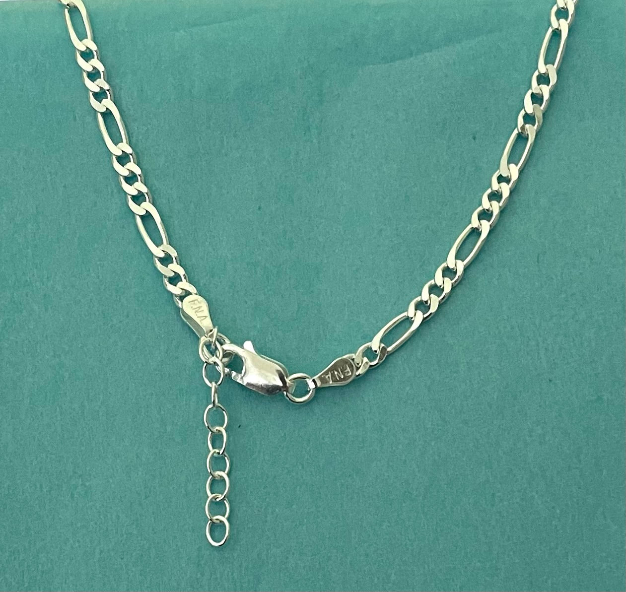 Anklet Figaro Link Solid 925 Sterling Silver Italy