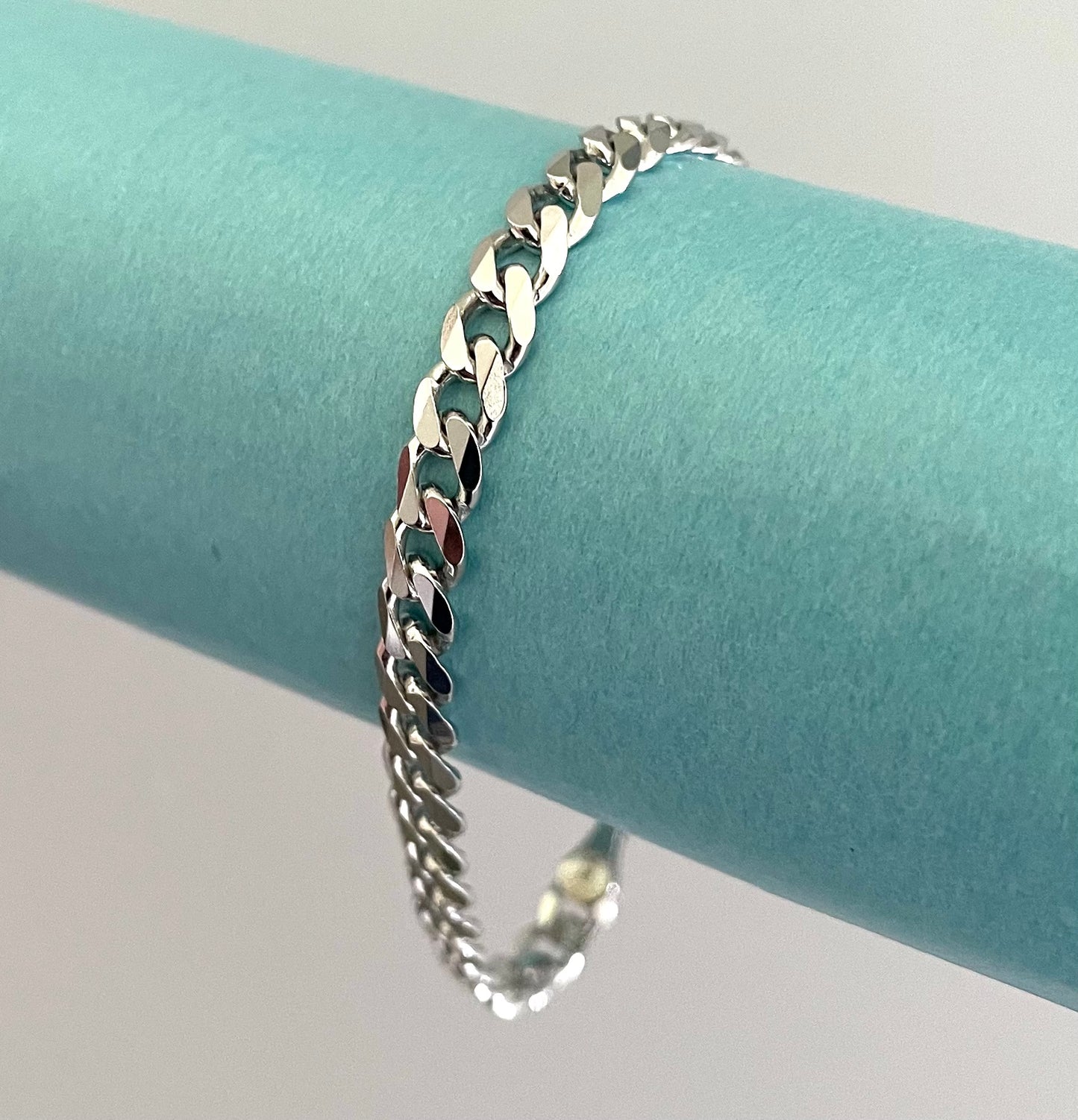 Bracelet Bold Curb Link Solid 925 Sterling Silver Italy