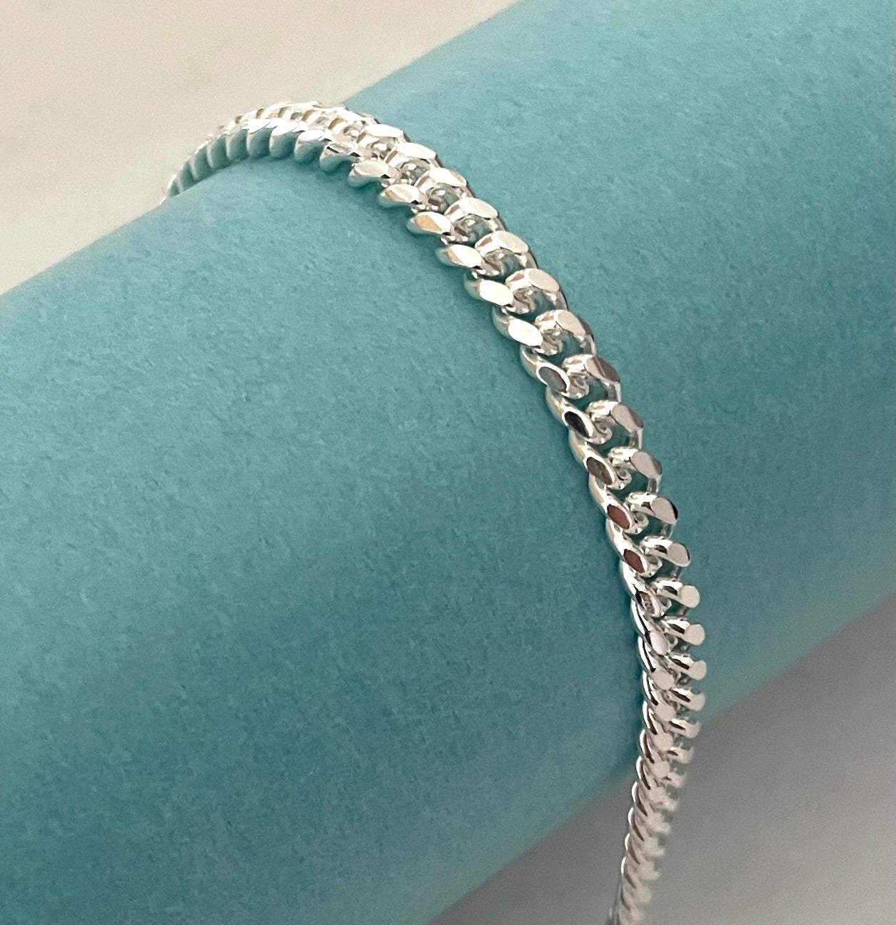 Bracelet Cuban Link Solid 925 Sterling Silver Italy