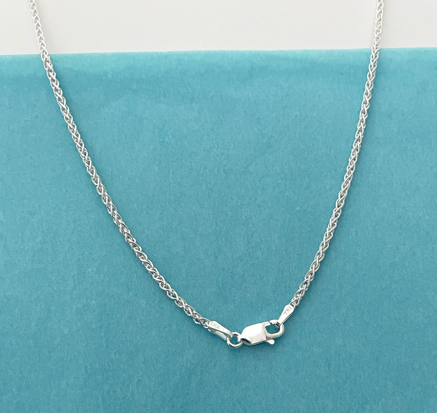 Floating Heart Necklace Spiga Link Solid 925 Sterling Silver Italy