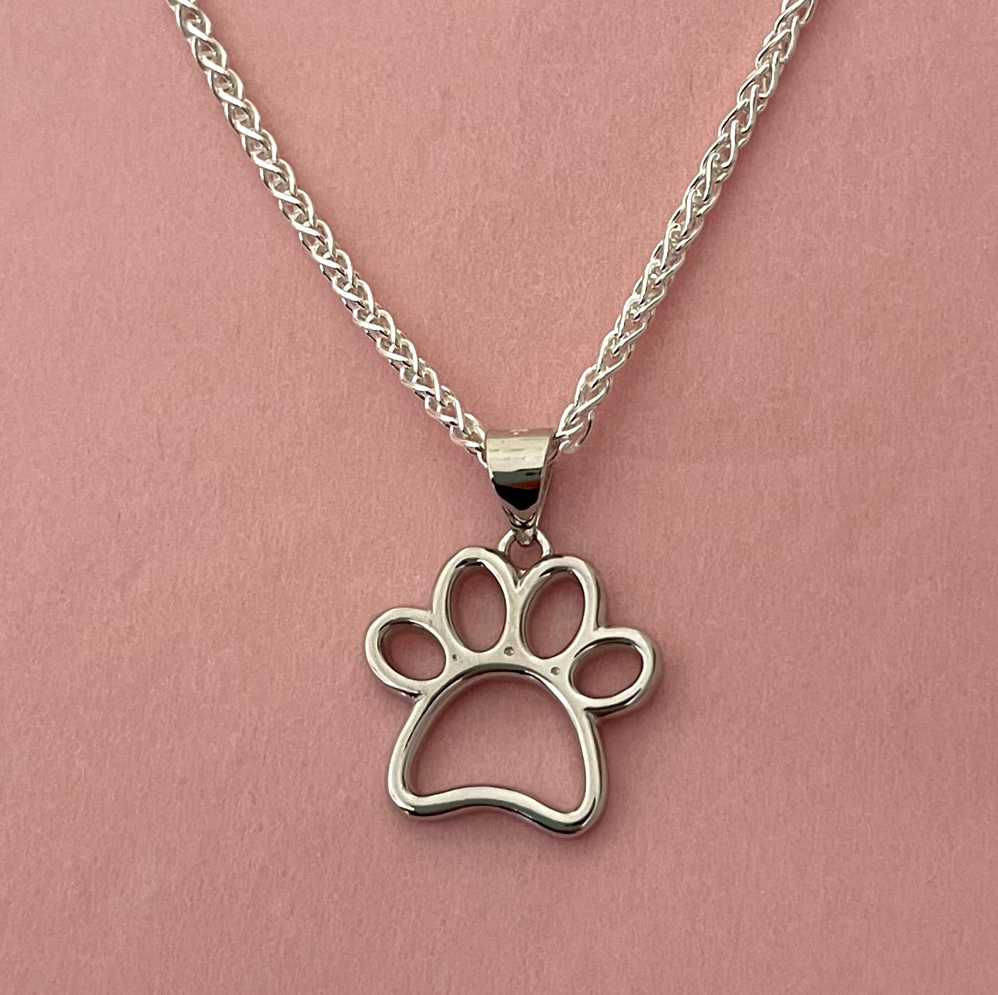 Dog Paw Necklace Solid 925 Sterling Silver Italy