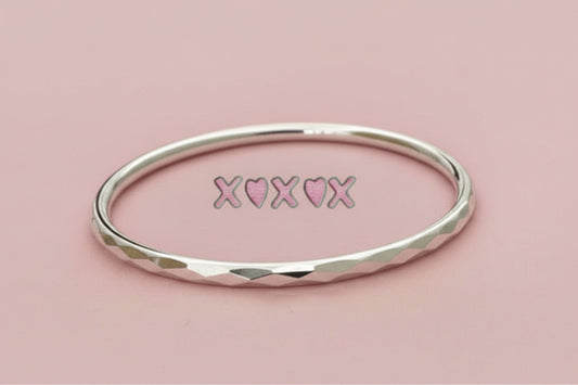 A Valentines Edition Bangle Diamond Cut Solid 925 Sterling Silver