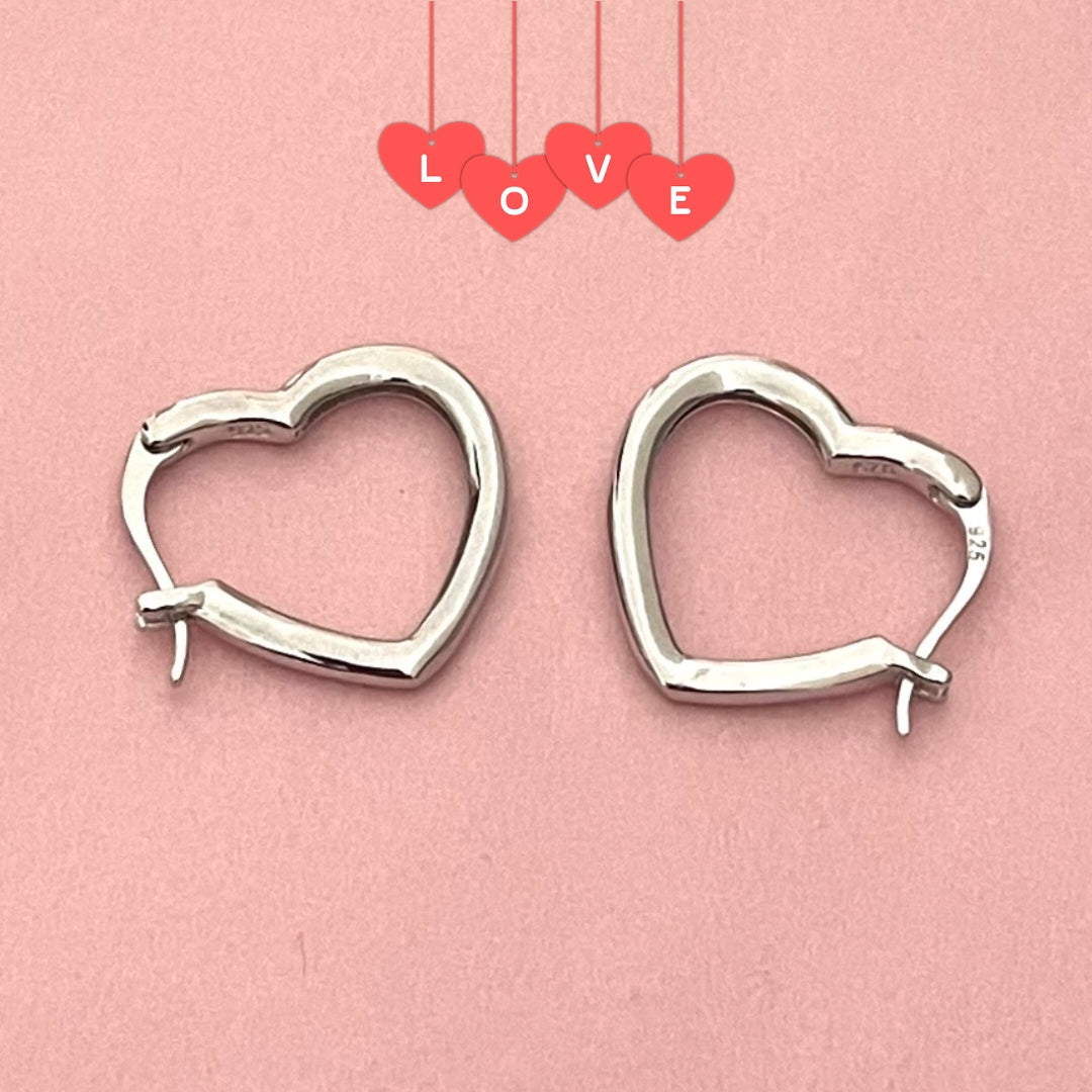 A Valentines Edition Heart Hoop Earrings Solid 925 Sterling Silver