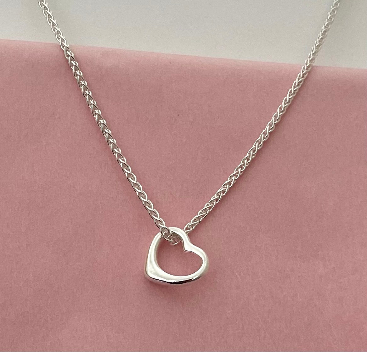 Necklace-Floating-Heart-Solid-925-Sterling-Silver-Italy-1