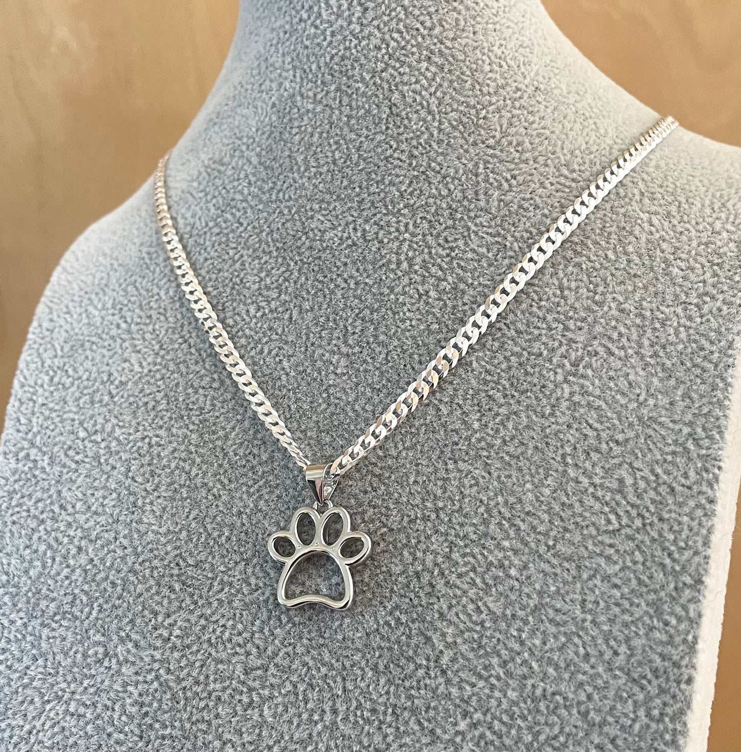Necklace-Paw-Curb-Solid-925-Sterling-Silver-Italy-2
